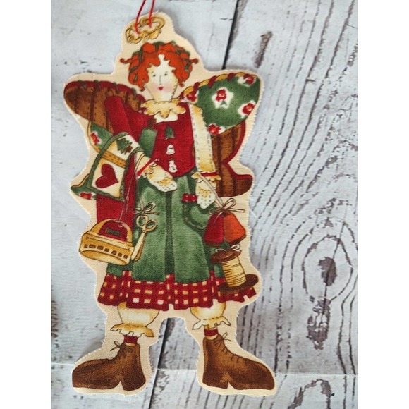 Ragg Angels VTG Alexander Henry Fabric Lot Of 2 Ornaments 1994 Wings Stars USA - Picture 3 of 5